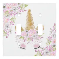 Unicorn Face Pink Peony Floral WhimsicalArtwork™ Light Switch Cover