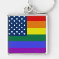 LGBT Pride American Flag with Stars Keychain