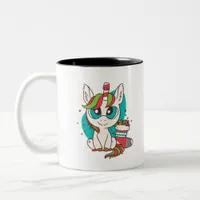 Unicorn Christmas Two-Tone Coffee Mug