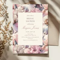 Elegant Blush Floral Classic Formal Bridal Shower Invitation