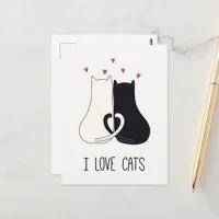I Love Cats Two Cats in Love Postcard