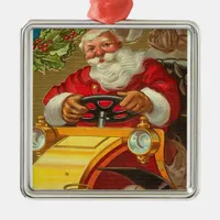 Vintage Santa Metal Ornament