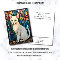 Stained Glass Animal Rescue Organization White Cat Thank You Card