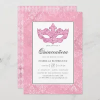 Vintage Pink Masquerade Quinceañera Invitation