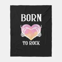 Skeleton Hands Heart Graphic Minimal Style Fleece Blanket