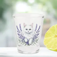 Elegant Lavender and Cat Shot Glass