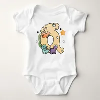 Dino Alphabet for Babies with Name Starting with Q Baby Bodysuit