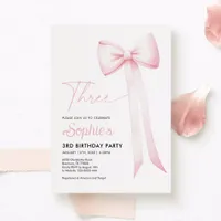 Pink Coquette Bow 3rd Birthday Invitation