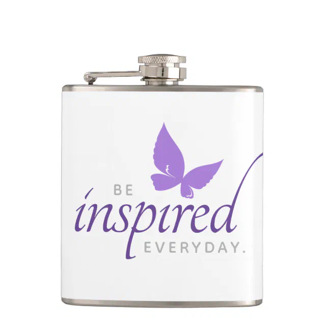 Inspirational Be Inspired Everyday Butterfly Flask