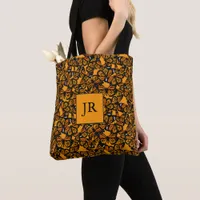 Chic Orange Monarch Butterfly Print Tote Bag