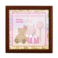 Baby Girl Cute Teddy Cake Christening Keepsakes Gift Box