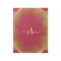 Gold Glitter Viva Magenta Fab Custom Name Monogram Notepad