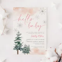 Hello Baby, Winter baby shower invitation girl