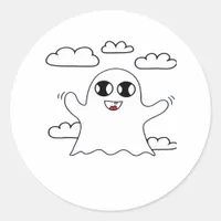 Cute Little Boo Creative Style Classic Round Sticker