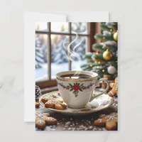 Warm Coffee and Gingerbread Cookies Christmas Postcard