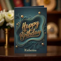 Luxury Elegant Teal and Gold Birthday Card
