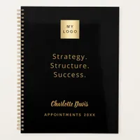 Logo black gold motivational quote business 2026 planner