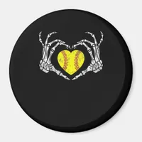 Softball Heart Skeleton Hand Halloween Costume Fun Magnet