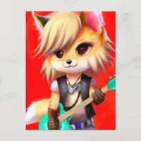 Adorable Punk Rock Fox Postcard