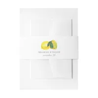 Rustic Watercolor Lemons Wedding  Invitation Belly Band