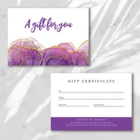 Luxe Purple Gold Business Gift Certificate