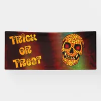 Trick or treat frightening Halloween skull Bandana Banner