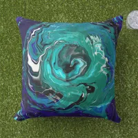 Blue Eternity | Abstract Art Outdoor Pillow