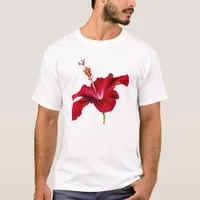 Red Hibiscus Flower Side View T-Shirt