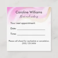 Modern elegant Pink gold white marble hair makeup Appointment Card