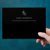 Formal Minimalist Black And White Wedding Envelope