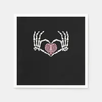 Skeleton Hand Heart Funny Halloween Women Men  Napkins
