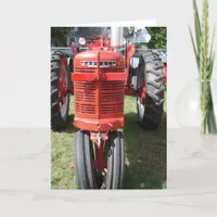 Antique Red Tractor Card