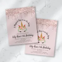 BUDGET Unicorn Face Glitter Birthday Invitation