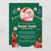 Secret Santa Gift Exchange Office Home Green Party Invitation