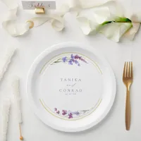 Wildflower Wedding Watercolor Initials Peri ID954 Paper Plates