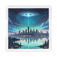 Out of this World - Magical Nighttime Skyline Acrylic Tray