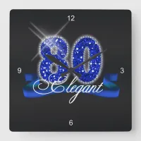 Elegant Eighty Sparkle Square Wall Clock