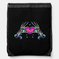 In Death Skeleton Heart Hands Classic Style Drawstring Bag