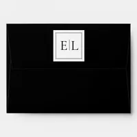 Minimalist Black and White Monogram Wedding Envelope