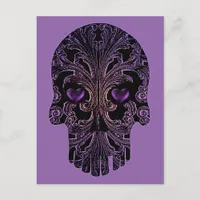 Filigree Skull in Shades of Purple Postcard