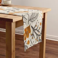 Autumn Fall Berries Leaves and Branches Pattern Short Table Runner