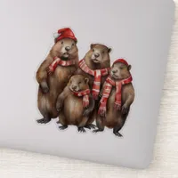 Cute Beavers in Scarves Sticker