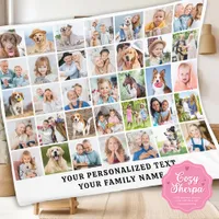Custom Modern Cute Family Gift 35 Photos Collage Sherpa Blanket