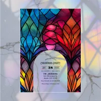 Transparent Stained Glass Christmas Holiday Party Acrylic Invitations