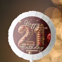 Elegant Burgundy & Gold 21st Birthday Celebration Balloon