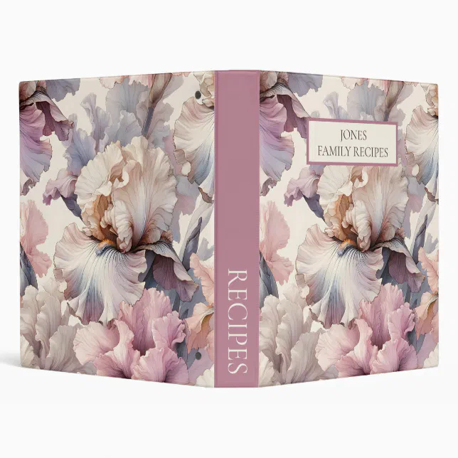 Elegant Modern Blush Pink Floral Family Recipes 3 Ring Binder