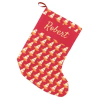 Construction Worker Striped Safety Traffic Cone Small Christmas Stocking