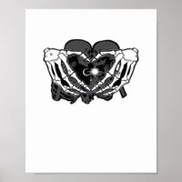 Sunand One Skeleton Heart Hands Unique Expression Poster