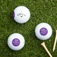 Purple monogram initials name golf balls