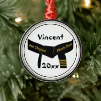 Martial Arts 4th Degree Black Belt Rank Metal Ornament